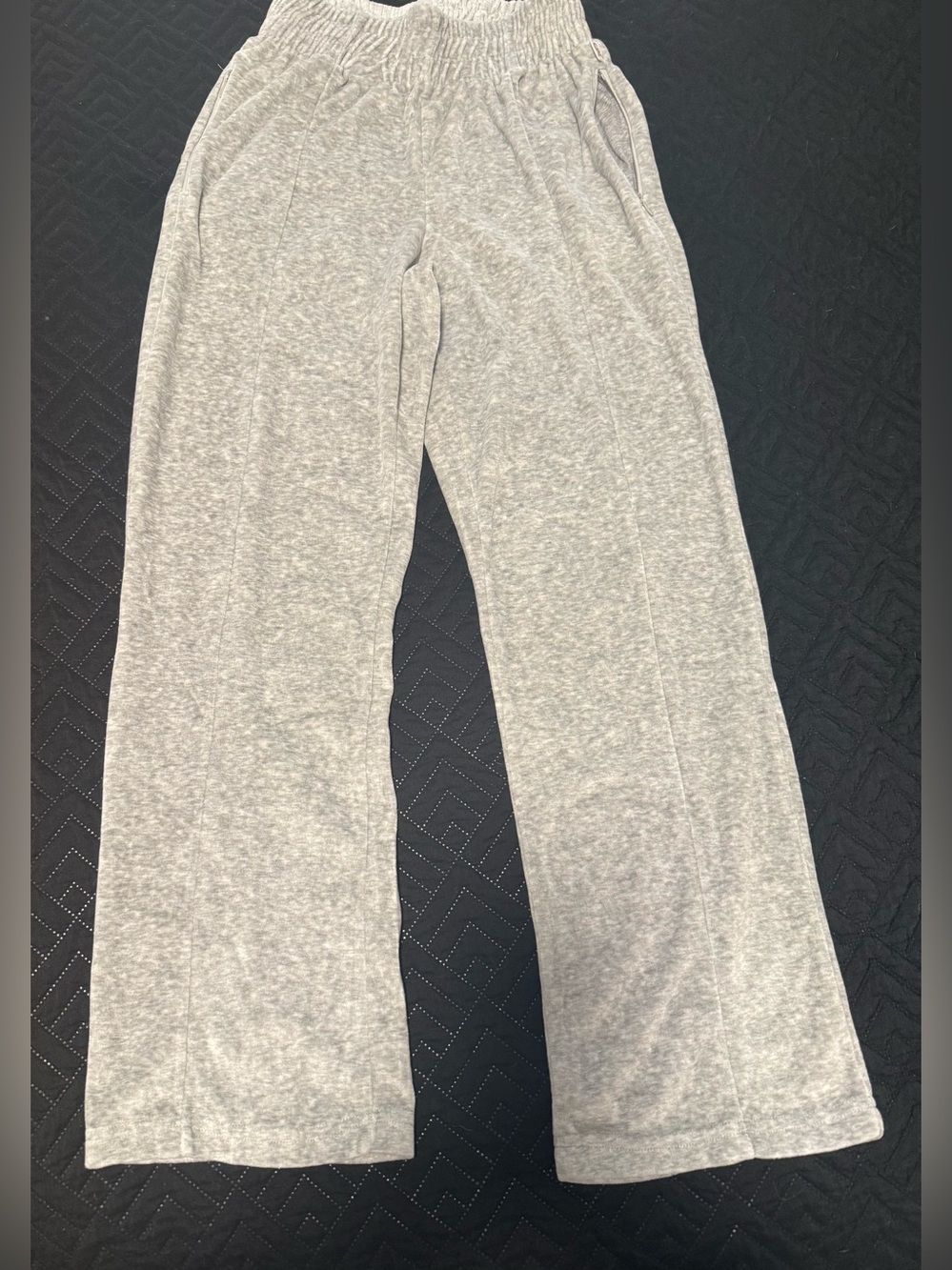 NWOT! Good American Light Gray Velour Elastic-Waist Lounge Pants size 0